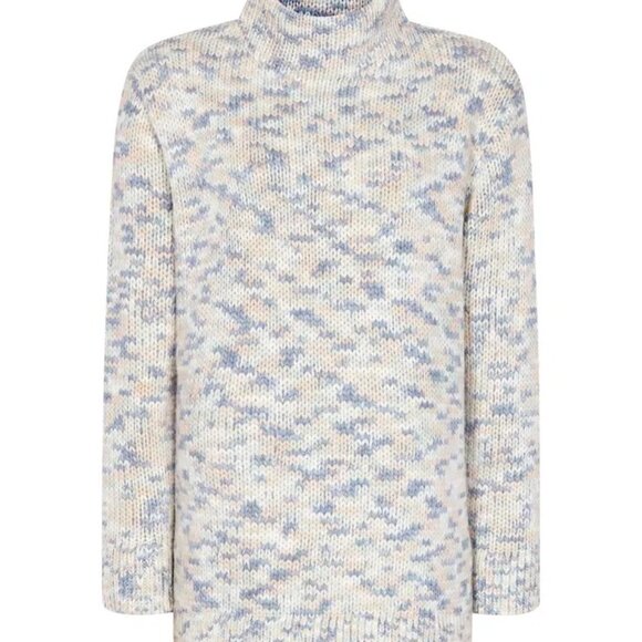 Reiss Textured Turtleneck Sweater - Blue and Cream - Picture 7 of 10